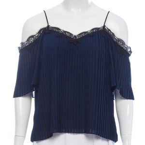 Alice + Olivia Lace-trimmed Off the Shoulder Top